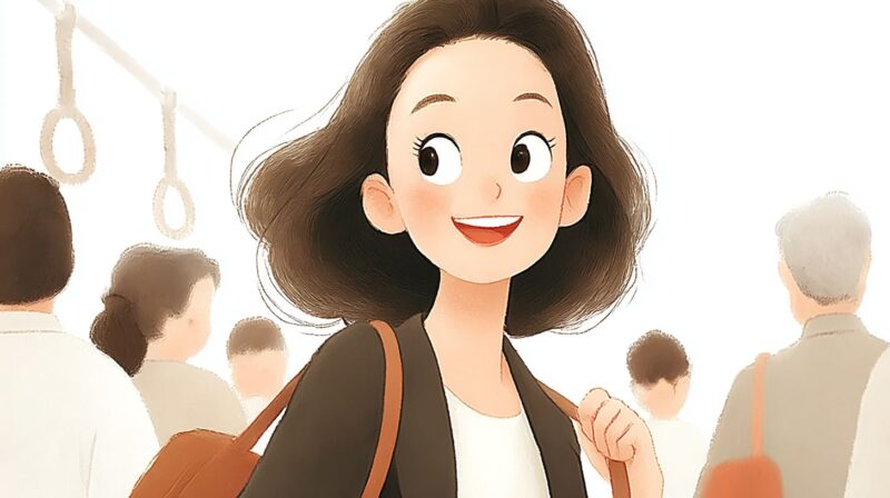 自信を持って新しい一歩を踏み出す介護職員のイラスト。転職で働き方を変える選択肢を表現。