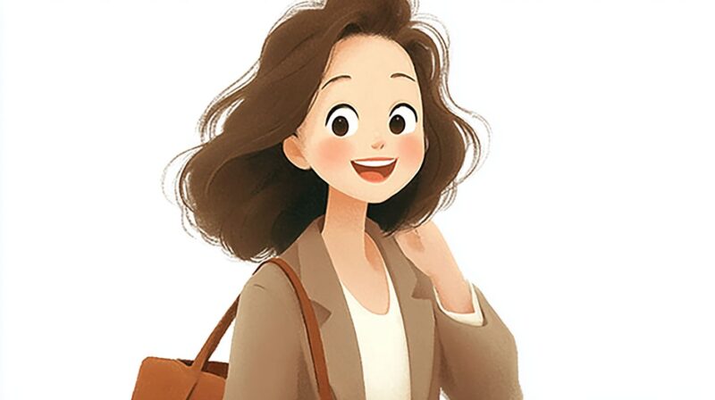 明るい未来へ向かう介護職員のイラスト。環境を変えることは自分を守る行動だと伝える挿絵。