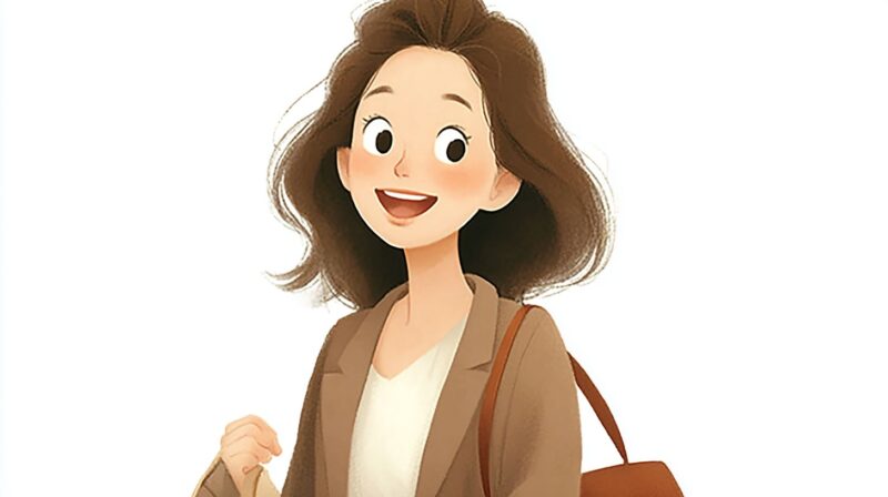 明るい表情で新しい職場に向かう介護職員のイラスト。短期間で合う職場を探す選択肢を表現。