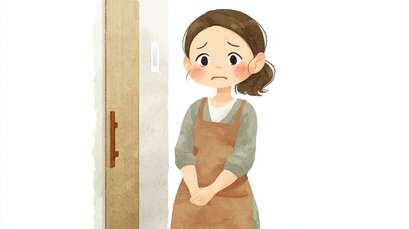 利用者とのコミュニケーションに悩み、つらい気持ちを抱える介護職員のイラスト