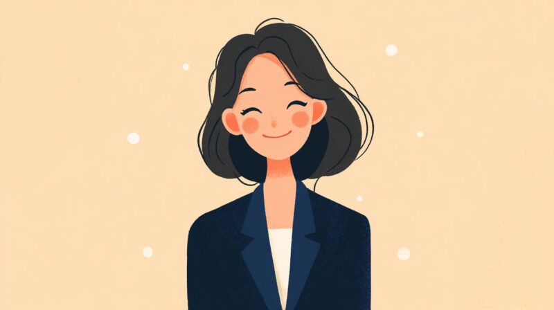 介護職員の派遣や転職をサポートする担当者のイメージイラスト。求職者の不安や希望を聞いて相談にのる女性スタッフのイメージ