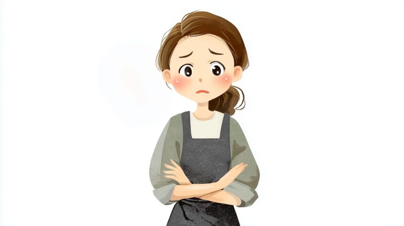 介護の仕事や人間関係、働き方に悩んでいる介護職員のイラスト