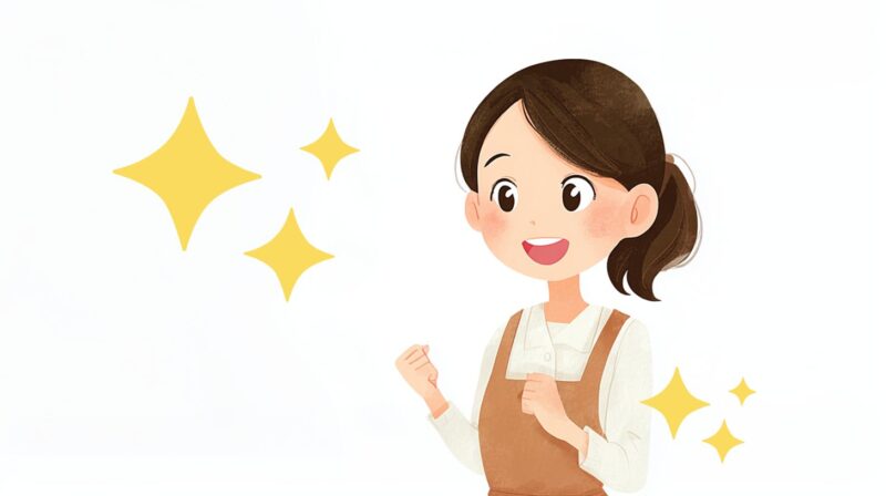 笑顔で前向きに頑張る介護職員のイラスト