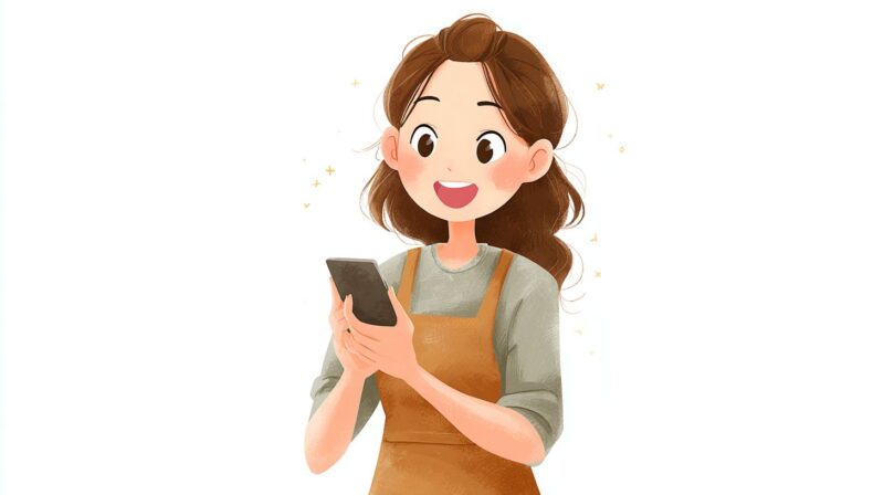 スマートフォンで記録や情報共有をスムーズに行う介護職員のイメージ